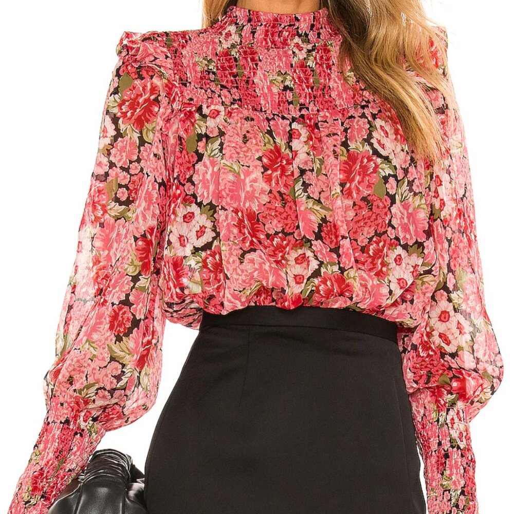 Remi Floral Blouse in Pink Gardenia